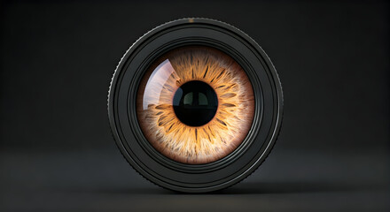 Close up of a Camera Lens with a Realistic Human Eye Iris Design