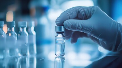 Gloved hand caps vial