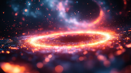 Fototapeta premium A mesmerizing cosmic scene featuring swirling galaxies and luminous rings, evoking the beauty of the universe's wonders.