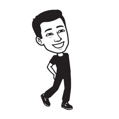 Handsome Man Black and White Illustration Vector Image Male Portrait Fashion Sketch Line Art Design	