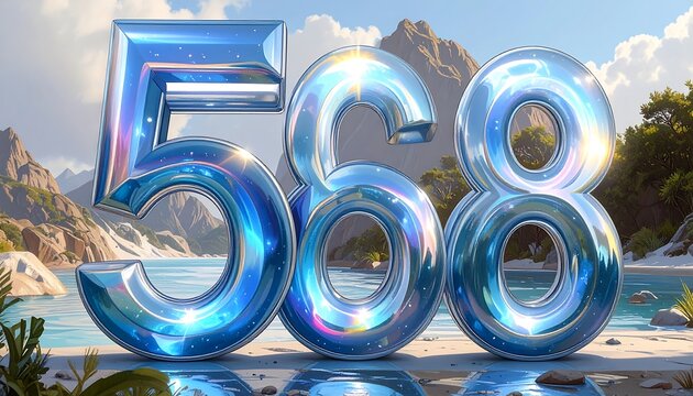 Large iridescent numbers on a tropical beach