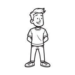 Handsome Man Black and White Illustration Vector Image Male Portrait Fashion Sketch Line Art Design	