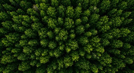 Naklejka premium Dense forest canopy overhead view