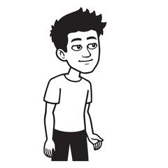 Obraz premium Handsome Man Black and White Illustration Vector Image Male Portrait Fashion Sketch Line Art Design 