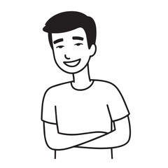 Handsome Man Black and White Illustration Vector Image Male Portrait Fashion Sketch Line Art Design	