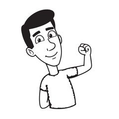 Handsome Man Black and White Illustration Vector Image Male Portrait Fashion Sketch Line Art Design	