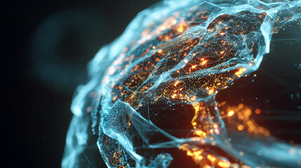 A stunning, futuristic visualization of a globe illuminated with glowing connections, representing global communication and data flow.