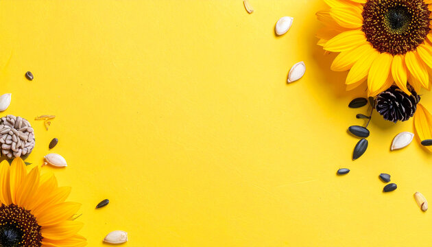 Bright Yellow Abstract Background with Sunflower Elements