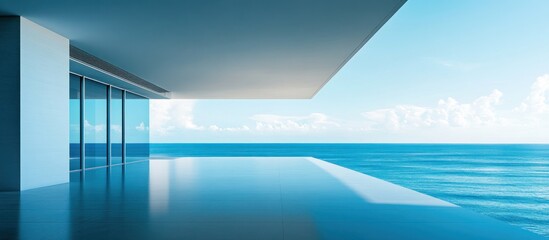 Obraz premium Modern beachfront infinity pool overlooking the ocean