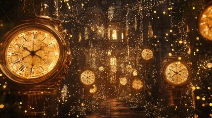 Golden time path fantasy illustration