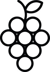 Simple outline drawing of grapes with stem and leaf illustration