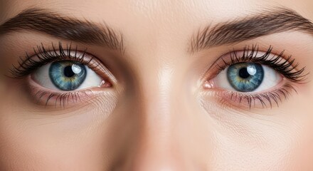 Obraz premium Captivating Close-Up: Stunning Blue Eyes with Detailed Eyelashes and Eyebrows
