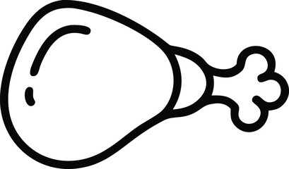 Fototapeta premium Simple outline icon of chicken leg food item illustration isolated