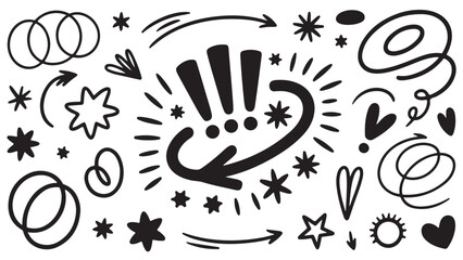 Hand-Drawn Doodle Elements: Arrows, Stars, Hearts & More!