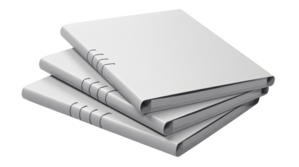 Stacked blank white notebooks ready for creative ideas and projects