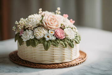 wedding cake with roses