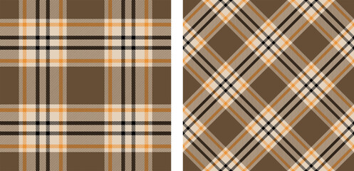 Seamless beige color check pattern. Repeating patern plaid. Checkered design for prints. Repeated tartan fabric. Vector scottish fabriс. Ekose texture. Madras flannel. Checker line. Stripe gingham