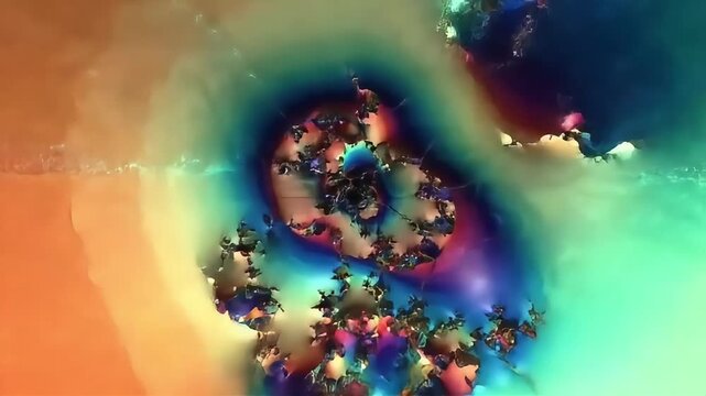 Vibrant Psychedelic Fractal Animation Zooming Through an Infinite Colorful Mandelbrot Set.