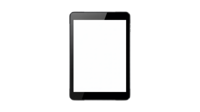 Modern tablet device with blank white screen for your content