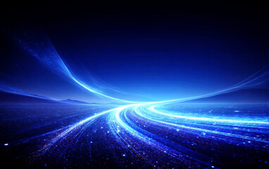 Blue abstract futuristic digital technology light trail background