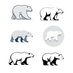 Polar Bear Vector Set – Arctic Wildlife Animal Silhouette and Illustration