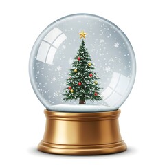 christmas tree with ball and snow