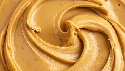 Close-up of smooth and creamy peanut butter swirl