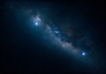 Fototapeta premium Vibrant Milky Way Galaxy with Bright Stars and Nebulae Stretching Across Dark Night Sky