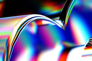 Vibrant holographic abstract background with prism wave effect, colorful light reflections creating dynamic curves 