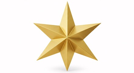 Golden star object isolated on a white background, perfect for a holiday decoration or award symbol