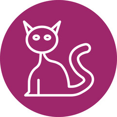 Black Cat Vector Line White Circles Multicolors