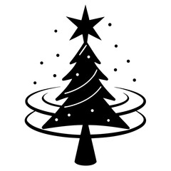 Festive Christmas Tree with Star Topper and Decorative Ornaments for Holiday Season Celebrations and New Year Greetings