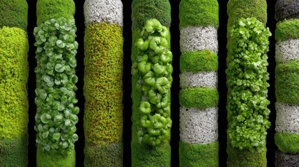 Vertical garden panels, moss, greenery