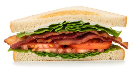 Delicious Club Sandwich featuring bacon, fresh lettuce and tomato in between two slices of bread