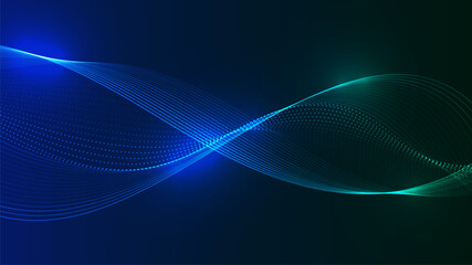 Abstract Digital Wave with Flowing Lines and Glowing Particles.