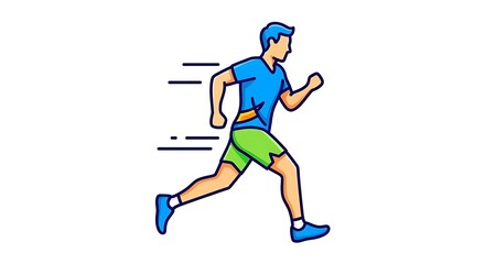 Fototapeta premium Dynamic male athlete running fast with intense focus, symbolizing personal achievement, healthy lifestyle, and athletic success in vibrant motion