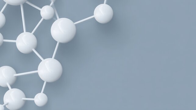 Molecular structure featuring white spheres depicting insight into curated wealth node concepts and data visualization
