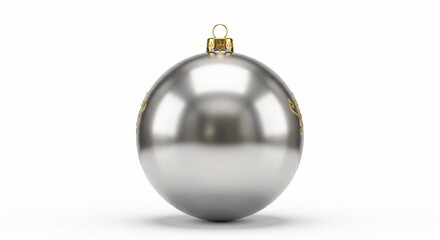 Shiny silver Christmas bauble isolated on a clean white background