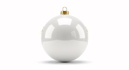 White Christmas ball with a golden ribbon isolated on a clean white background