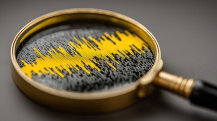 Magnified image of a yellow and black sound wave illustrating data patterns in trading and sequence awareness for analysis