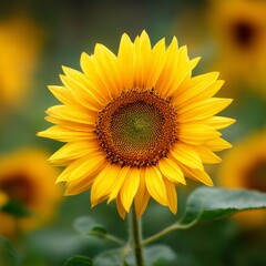 Obraz premium Vibrant Sunflower Bloom Surrounded by Bright Yellow Petals