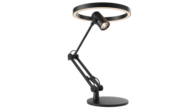 Modern adjustable desk lamp with ring light for focused illumination
