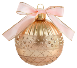 PNG Coquette christmas ornament decor gold bow.