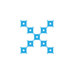 Cube Design with X Letters and Symbolic Icons