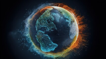 Digital earth with global warming effect and climate change concept