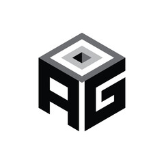 Creative and Minimalist Modern Monogram AG or GA Letter Logo.