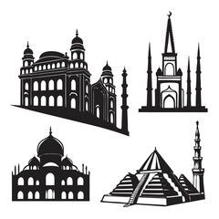 Silhouettes of famous buildings, vector illustration