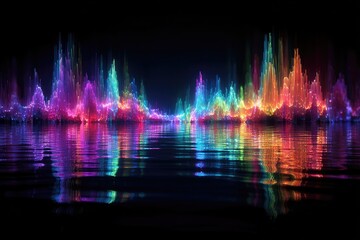 Abstract spectral landscape reflected in water