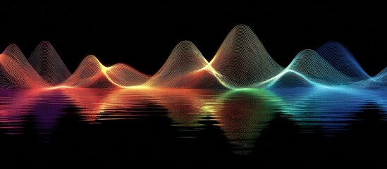 Naklejka premium Abstract landscape with colorful mountains reflected in dark water
