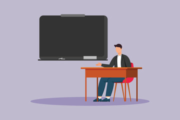 School Teacher blackboard Concept. Colored flat vector illustration isolated